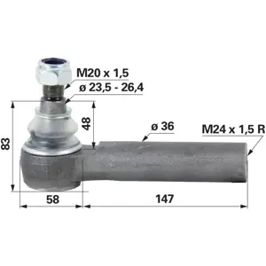 KRAJNIK SPONE M24x1.5 KON.23.5 L175 ROTA