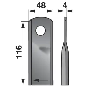 NOŽ ROTO KOSE KUHN 116x48x4mm fi 20.5 D.