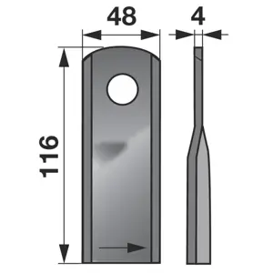 NOŽ ROTO KOSE KUHN 116x48x4mm fi 20.5 L.