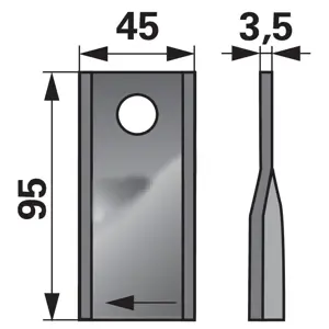 NOŽ ROTO KOSE KUHN  95x45x3.5mm fi 16.25 D.