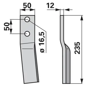 NOŽ ROTOTILLER D.50x12x16.5x50 HOWARD