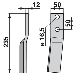 NOŽ ROTOTILLER L.50x12x16.5x50 HOWARD