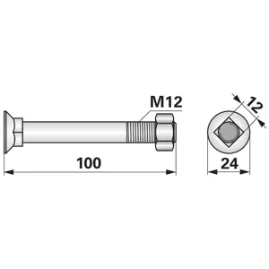 VIJAK M 12X100 FIRKANT 12.9